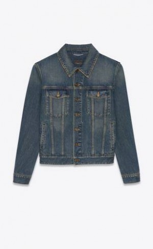 YSL Clasici Jacket In Deep Vintage Blue Denim Albastri Inchis | Romania_YSL80870