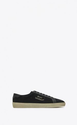 YSL Court Clasici Sl/06 Embroidered Panza And Smooth Piele Negrii | Romania_YSL52212