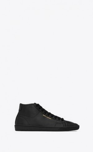 YSL Court Clasici Sl/39 Mid-High-top Piele Negrii | Romania_YSL89088