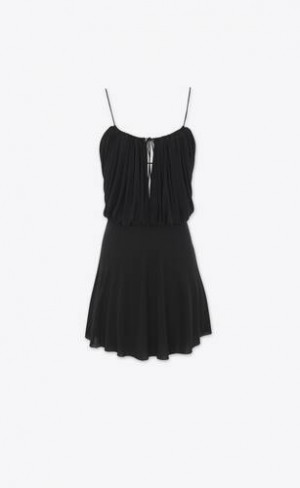 YSL Cowl-back Mini Crepe Jersey Negrii | Romania_YSL53794