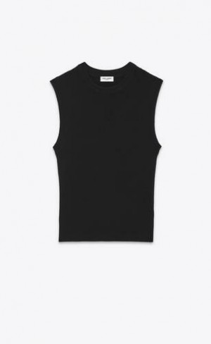 YSL Cropped Top In Cashmere, Lână And Silk Negrii | Romania_YSL75016