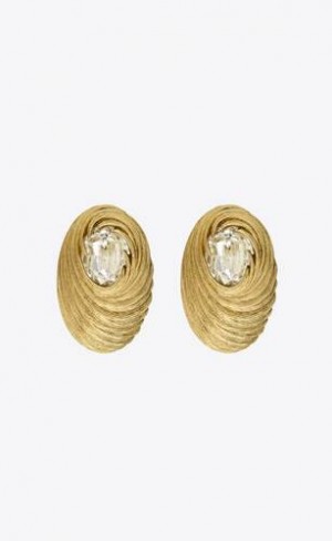 YSL Crystal Cocoon Earrings In Metal Aurii | Romania_YSL99404