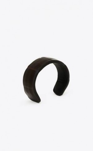YSL Cuff In Crocodile Piele Aurii Inchis | Romania_YSL95417