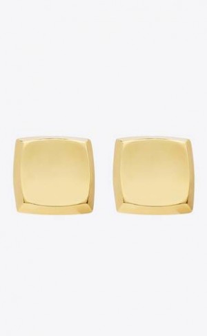 YSL Curvy Square Earrings In Metal Aurii | Romania_YSL14526