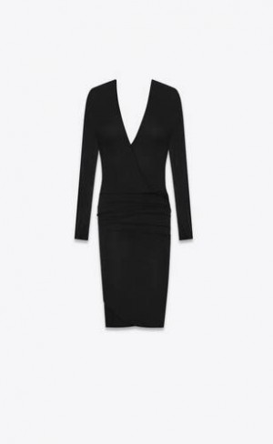 YSL Cut-out Jersey Voile Negrii | Romania_YSL88443