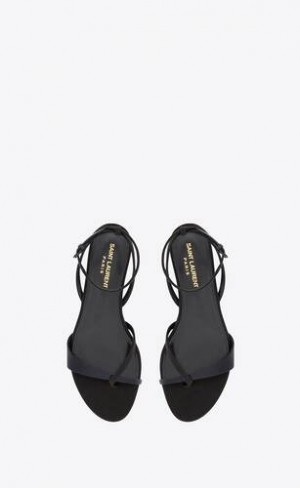 YSL Dive Sandals In Silk Satin Bleumarin Negrii | Romania_YSL31109