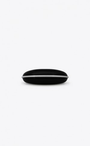 YSL Dome Cuff Bracelet In Metal Argintii Negrii | Romania_YSL11874