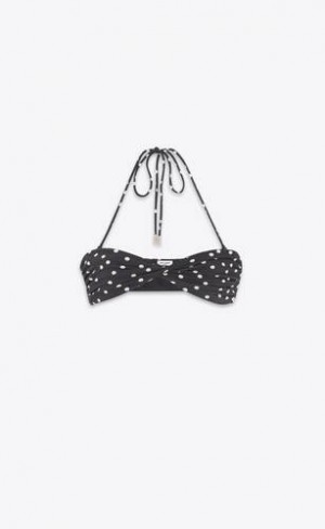 YSL Dotted Bandeau Bikini Top Negrii | Romania_YSL46725
