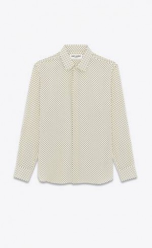 YSL Dotted Crepe De Chine Albi | Romania_YSL90270