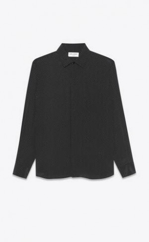 YSL Dotted Crepe De Chine Negrii | Romania_YSL36110