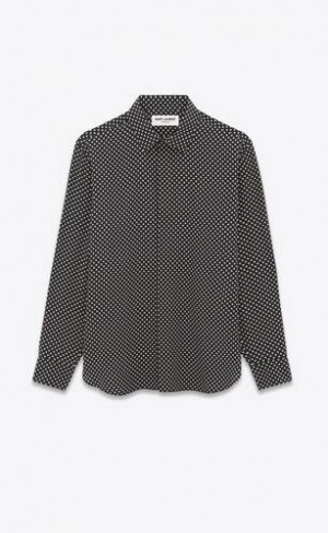 YSL Dotted Crepe De Chine Negrii | Romania_YSL39476