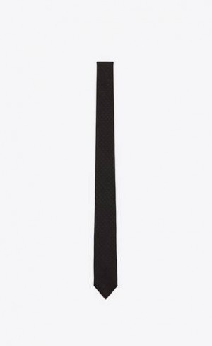 YSL Dotted Tie In Silk Jacquard Negrii Gri Deschis | Romania_YSL87779