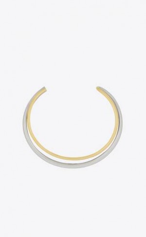 YSL Double Torc Necklace In Metal Aurii | Romania_YSL27941