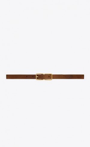YSL Double-buckle Thin Aged Piele Intoarsa Maro Aurii | Romania_YSL97934
