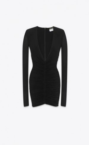 YSL Draped Jersey Negrii | Romania_YSL75972