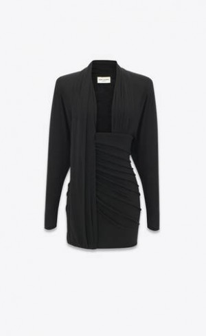 YSL Draped Lână Jersey Negrii | Romania_YSL41750