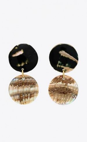 YSL Duo Shell Earrings In Mother Of Pearl And Metal Negrii Aurii | Romania_YSL76490