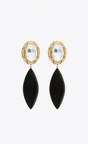 YSL Earrings In Bamboo And Rhinestone Maro Inchis Aurii | Romania_YSL16783