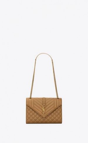 YSL Envelope Medium In Matelassé Lambskin Galbeni | Romania_YSL22869