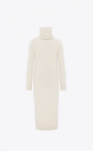 YSL Extra-long Turtleneck Pulovere In Mohair Albi | Romania_YSL88473