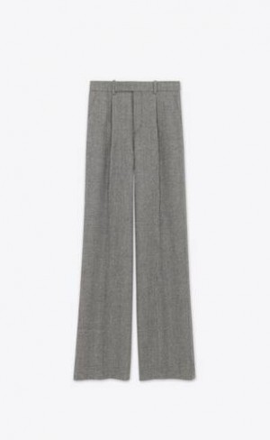 YSL Flared Prince Of Wales Flannel Gri | Romania_YSL93360