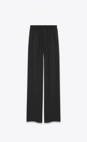 YSL Flared Sweatpants In Satin Crepe Negrii | Romania_YSL26023