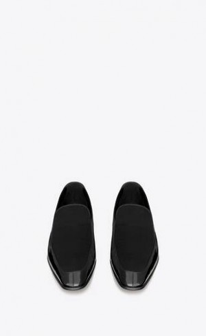 YSL Gabriel Loafers In Lacuita Piele And Silk Satin Negrii | Romania_YSL66970