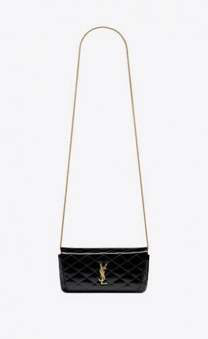 YSL Gaby Chain Phone Holder In Matlasat Lacuita Piele Negrii | Romania_YSL79877