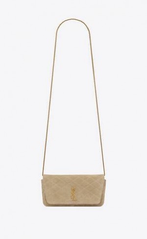 YSL Gaby Chain Phone Holder In Matlasat Piele Intoarsa Aurii | Romania_YSL57491