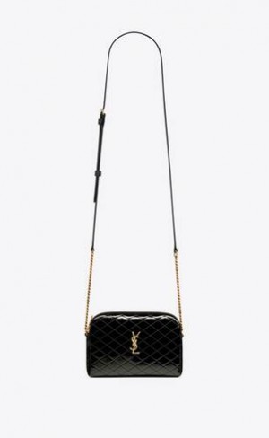 YSL Gaby Zipped Pouch In Matlasat Lacuita Piele Negrii | Romania_YSL46097