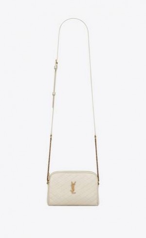 YSL Gaby Zipped Pouch In Matlasat Lambskin Albi | Romania_YSL18340