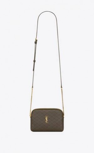 YSL Gaby Zipped Pouch In Matlasat Lambskin Gri | Romania_YSL47829