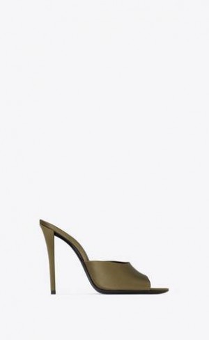 YSL Goldie Mules In Satin Crepe Verzi | Romania_YSL51639