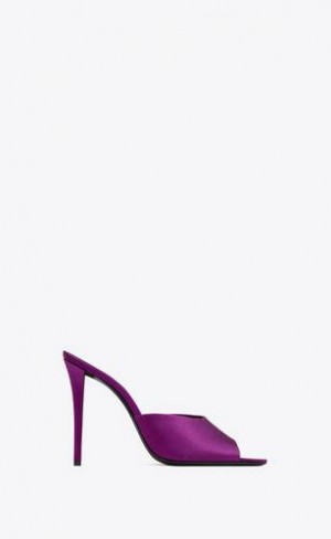 YSL Goldie Mules In Satin Crepe Violet | Romania_YSL46325