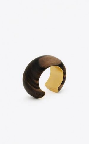 YSL Grosolan Cuff In Wood And Metal Maro Inchis Aurii | Romania_YSL44451