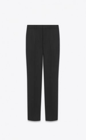 YSL High-waisted In Dungi Lână Gabardine Negrii | Romania_YSL34121