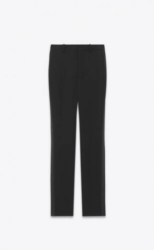 YSL High-waisted Tuxedo Grain De Poudre Negrii | Romania_YSL20390