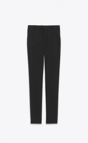 YSL High-waisted Tuxedo Grain De Poudre Negrii | Romania_YSL67420