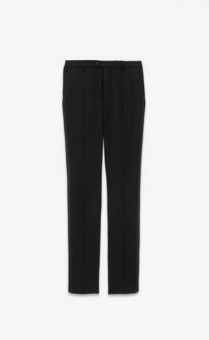 YSL High-waisted Tuxedo Raised-stripe Lână Negrii | Romania_YSL39186