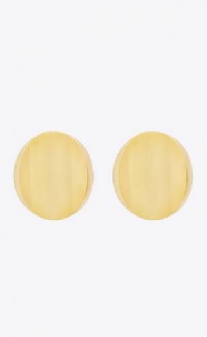 YSL Hollow Disk Earrings In Metal Aurii | Romania_YSL45919