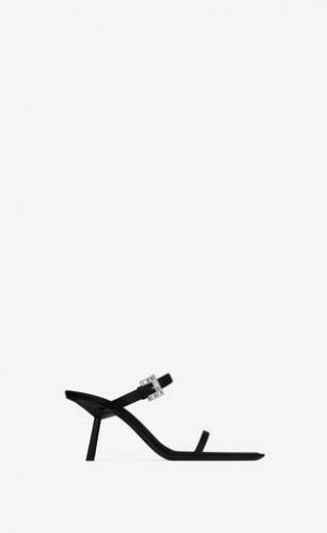 YSL Hope Mules In Satin Crepe Negrii | Romania_YSL14109
