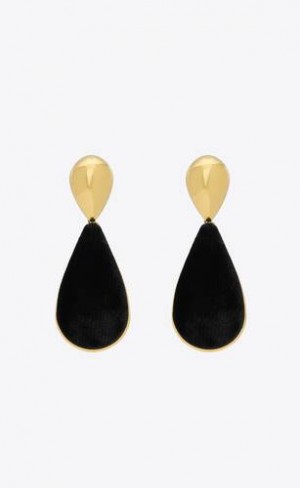 YSL Hourglass Earrings In Velvet And Metal Negrii Aurii | Romania_YSL89339