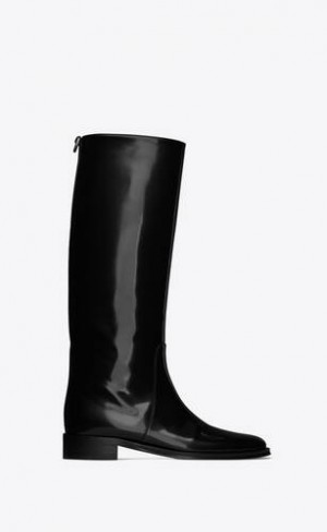 YSL Hunt Boots In Glazed Piele Negrii | Romania_YSL67710