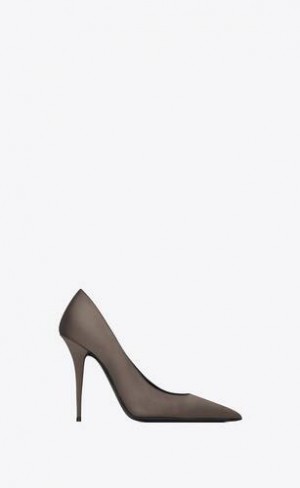 YSL Instinct Pumps In Satin Crepe Gri | Romania_YSL36175