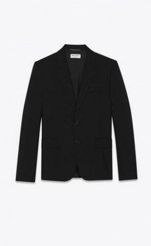 YSL Jacket In Lână Gabardine Negrii | Romania_YSL60641