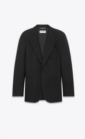 YSL Jacket In Lână Gabardine Negrii | Romania_YSL40197