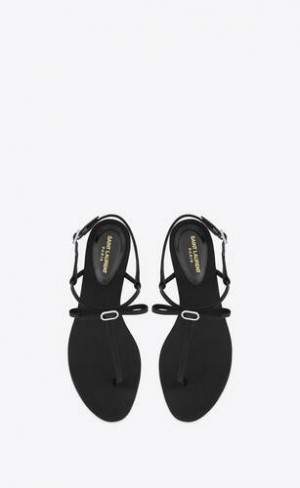 YSL Jackie Plati Sandals In Satin Crepe Negrii | Romania_YSL90930