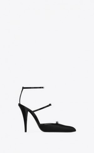 YSL Jones Pumps In Satin Crepe Negrii | Romania_YSL11350