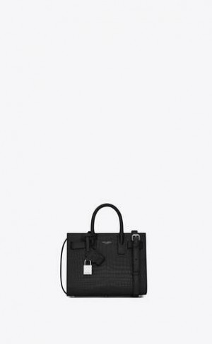 YSL Jour Nano In Crocodile Embossed Piele Negrii | Romania_YSL27770