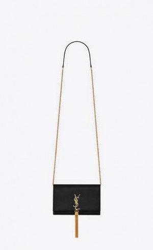 YSL Kate Chain Wallet In Grain De Poudre Piele Negrii | Romania_YSL97628